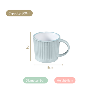 Cresta Ceramic Coffee Cup Set Of 6 Blue 300ml