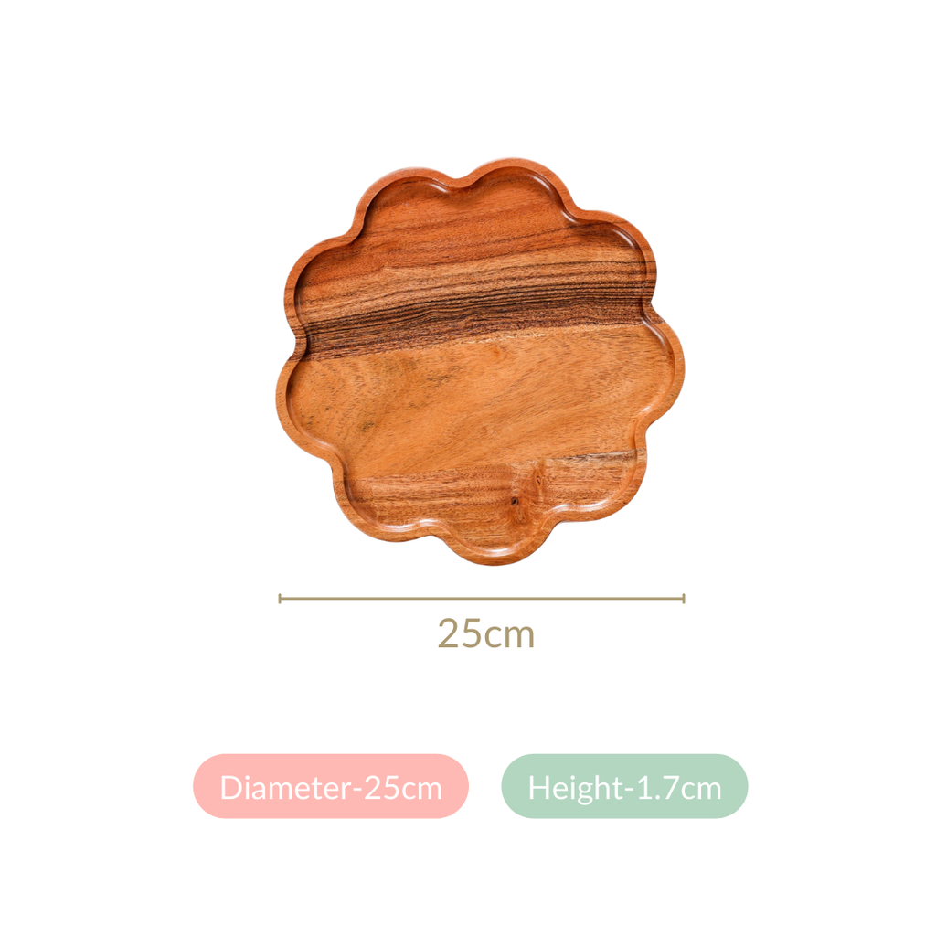 Flower Shaped Acacia Wood Serving Platter