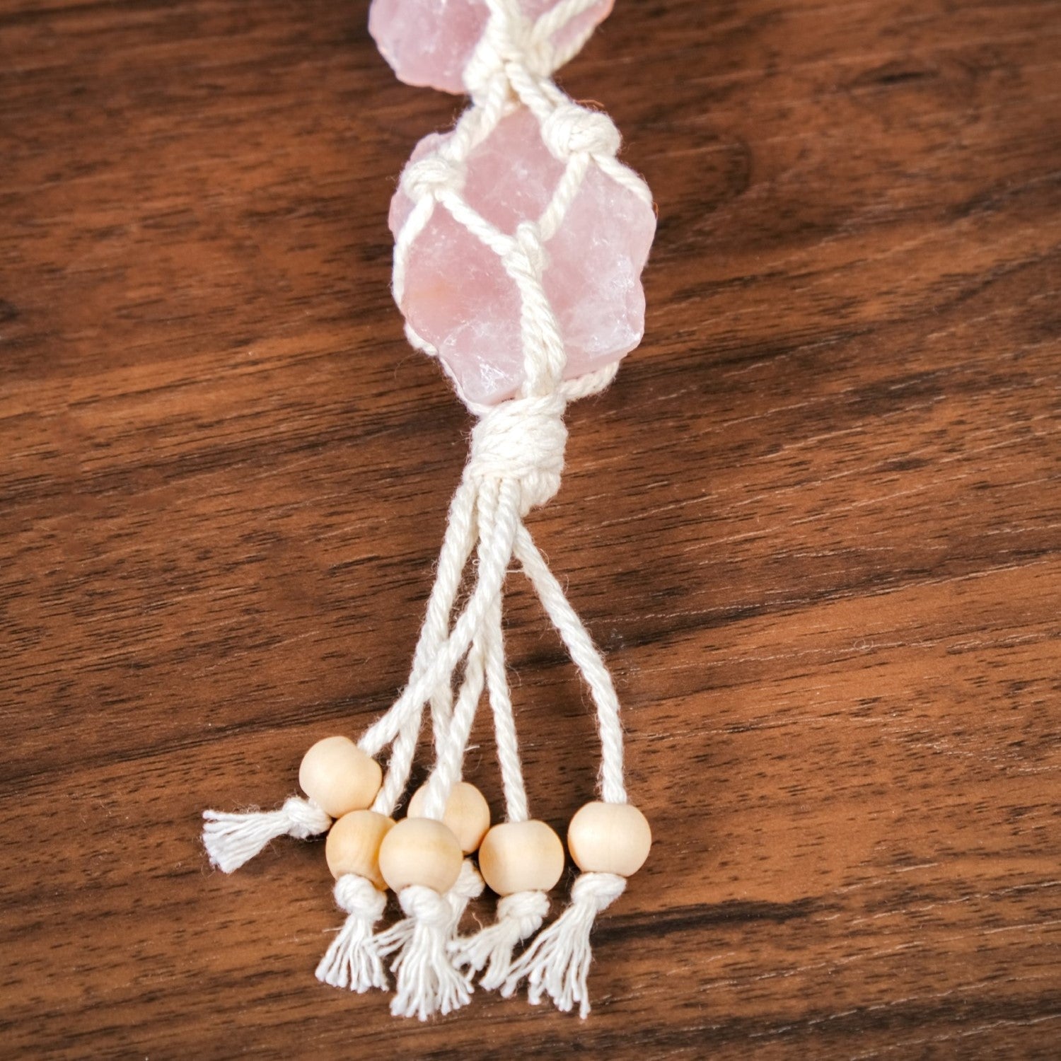 Pink Salt Crystal Macrame Hanging Set Of 2