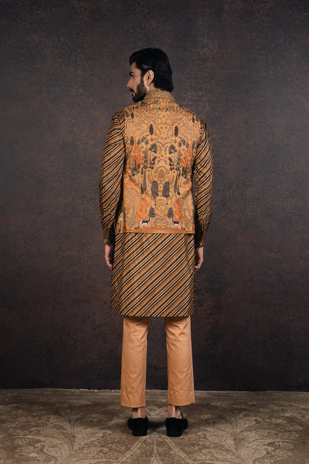 Earthy Mustard Nehru Jacket Set | MURAQQA