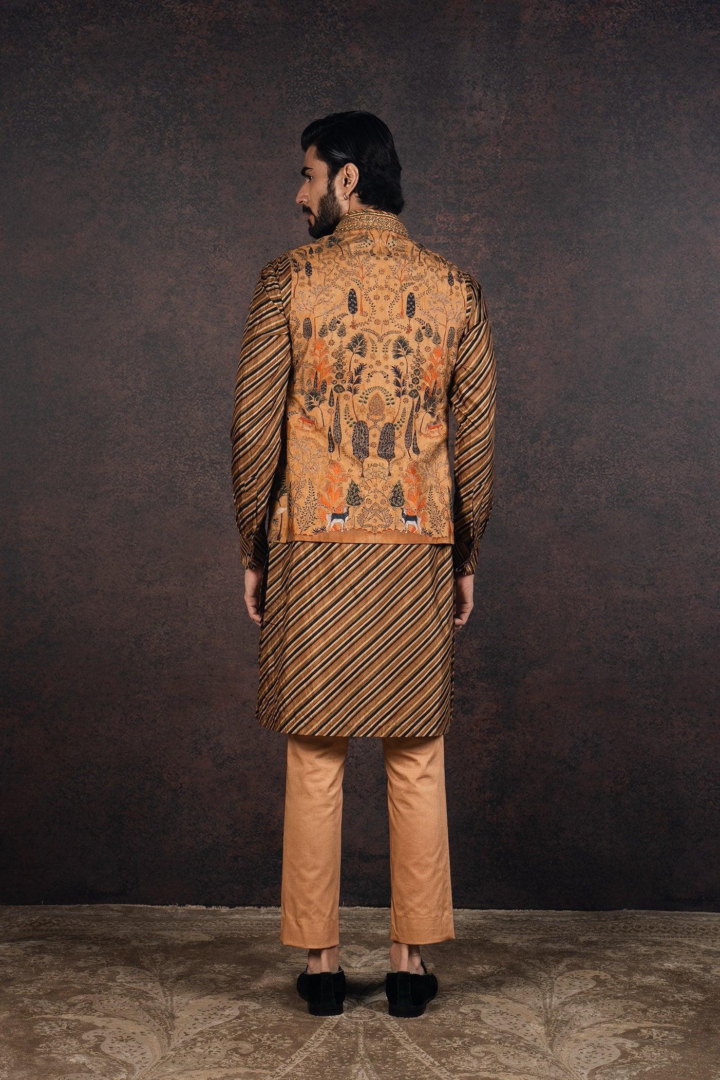 Earthy Mustard Nehru Jacket Set | MURAQQA