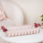 Bloom Pink Metal Decorative Tray 14x6 Inch