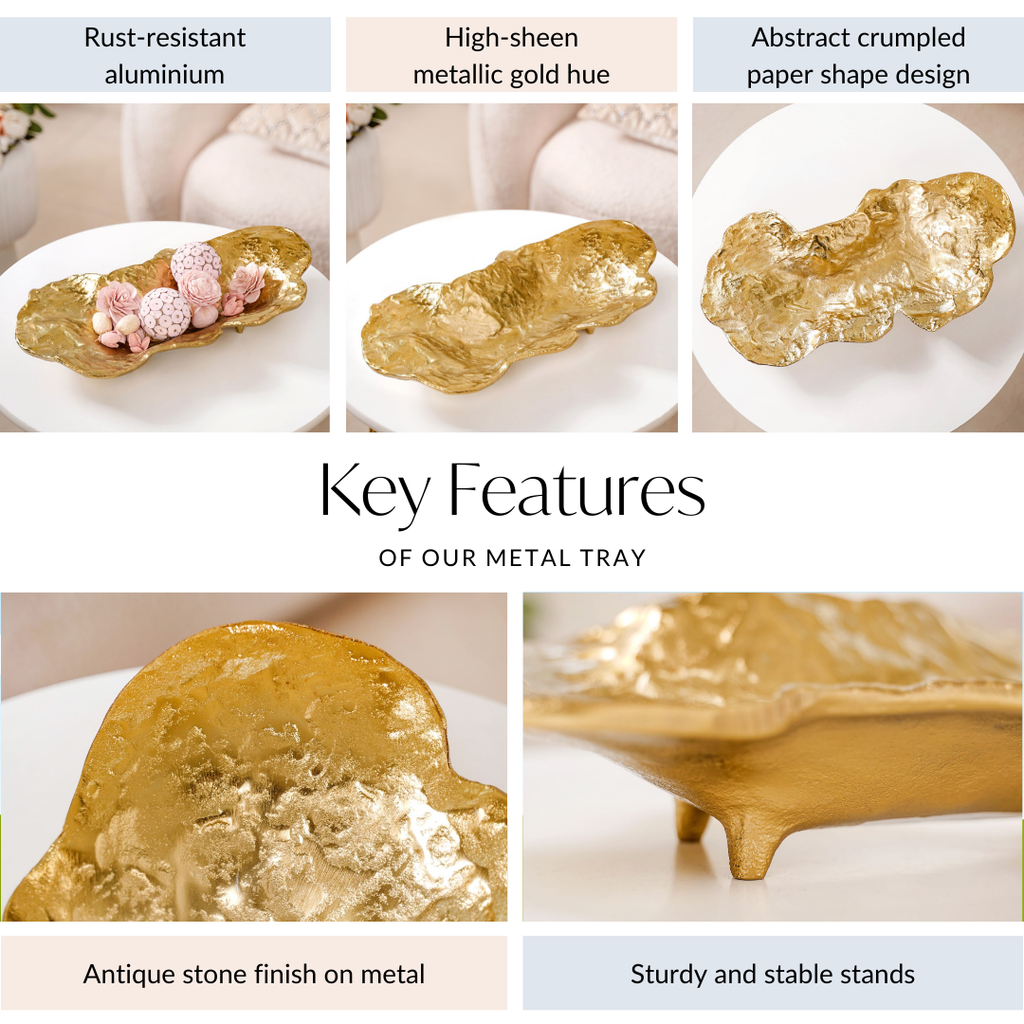 Opulent Abstract Decorative Tray Gold