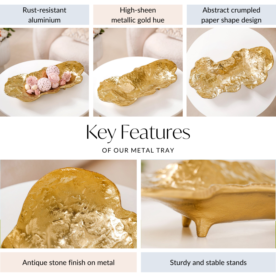 Opulent Abstract Decorative Tray Gold