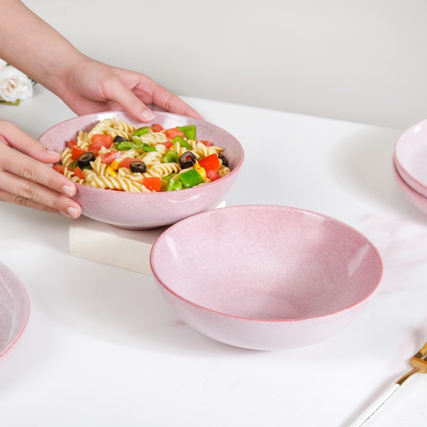 Sera Ceramic Large Serving Bowl Set Of 2 Pink 1000ml