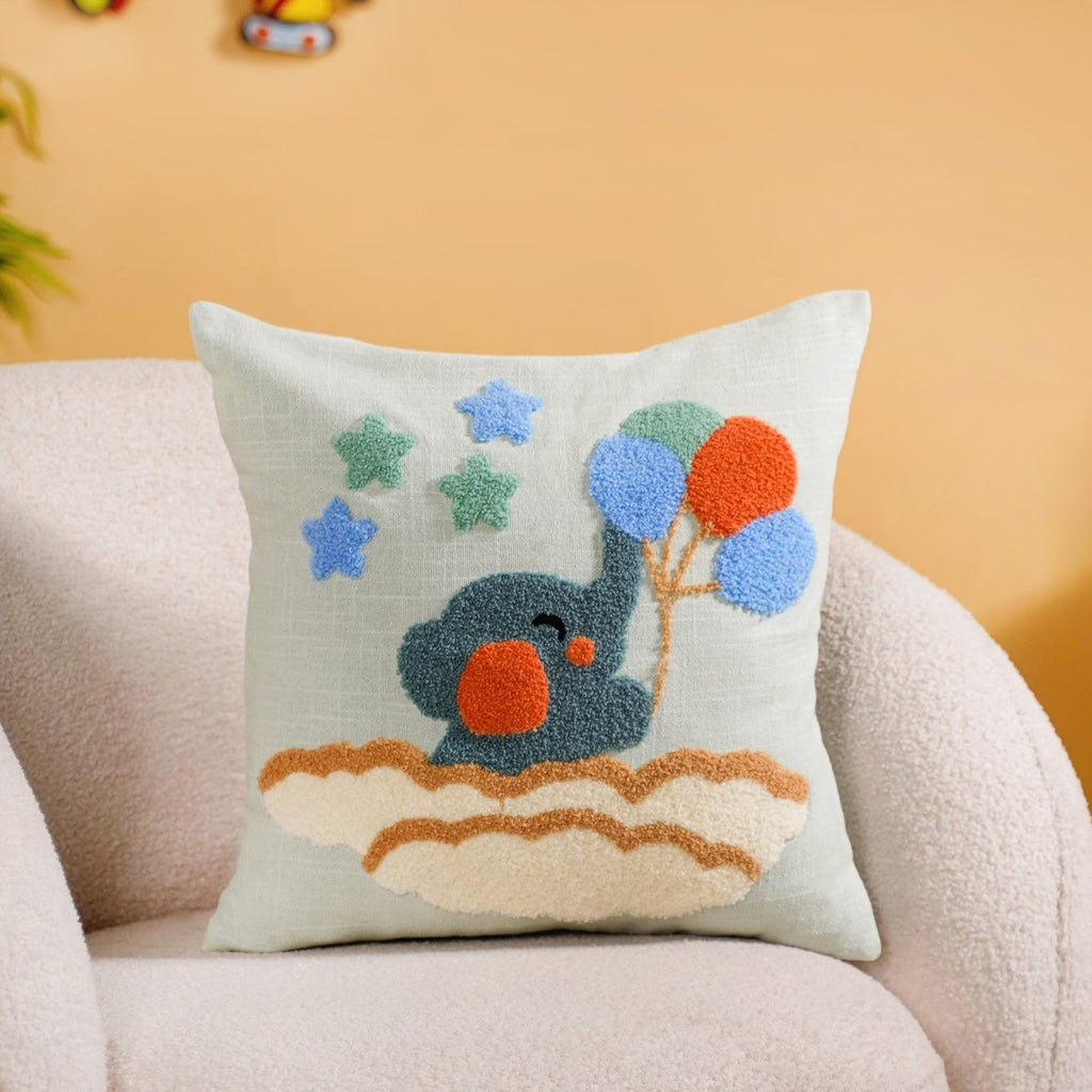 Elephant Tales Embroidered Cushion Cover Set Of 2 40x40cm