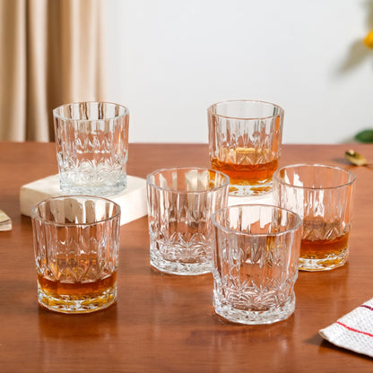 Embossed Heavy Base Whiskey Glass Large Set Of 6 310ml