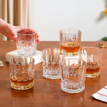 Embossed Heavy Base Whiskey Glass Large Set Of 6 310ml