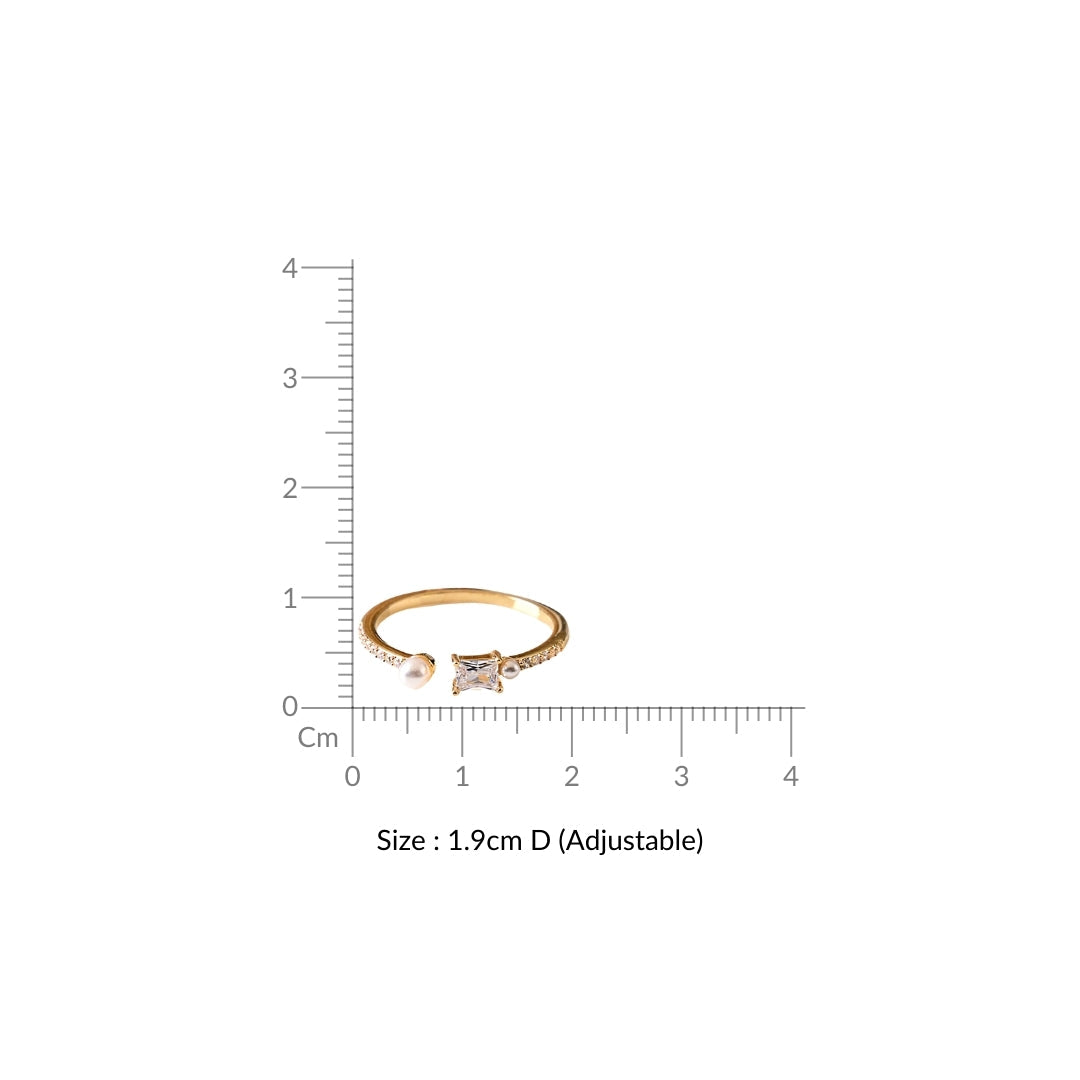 Emerald Cut Pearl Ring Gold
