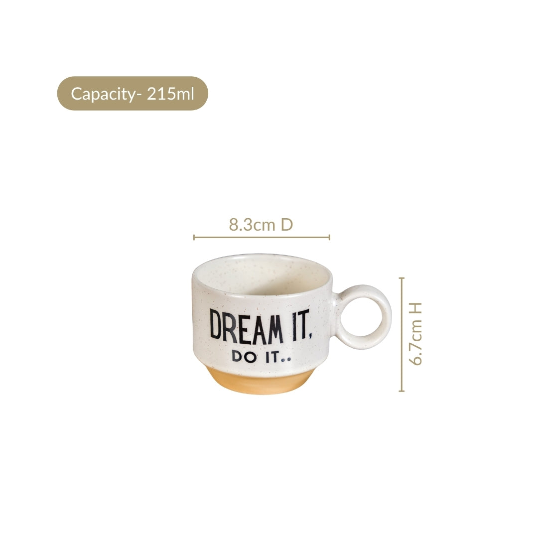 Inspirational Quotes Stackable Tea Cup Set Of 4 215ml