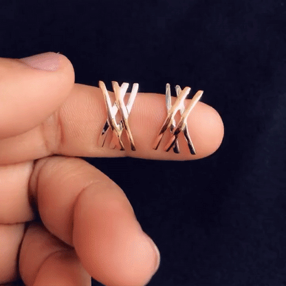 Silver Rose Gold Linear Earrings