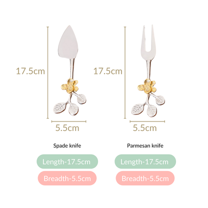 Leaf Design Cheese Knife Set Of 2