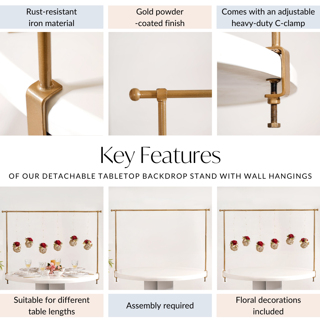 Detachable Tabletop Adjustable Metal Stand With Wall Hangings