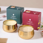 Floral Gold Double Wick Scented Candle Set Of 2