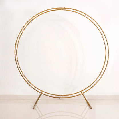 Gold Rings Backdrop Metal Frame With Floral Decorations 99 Inch