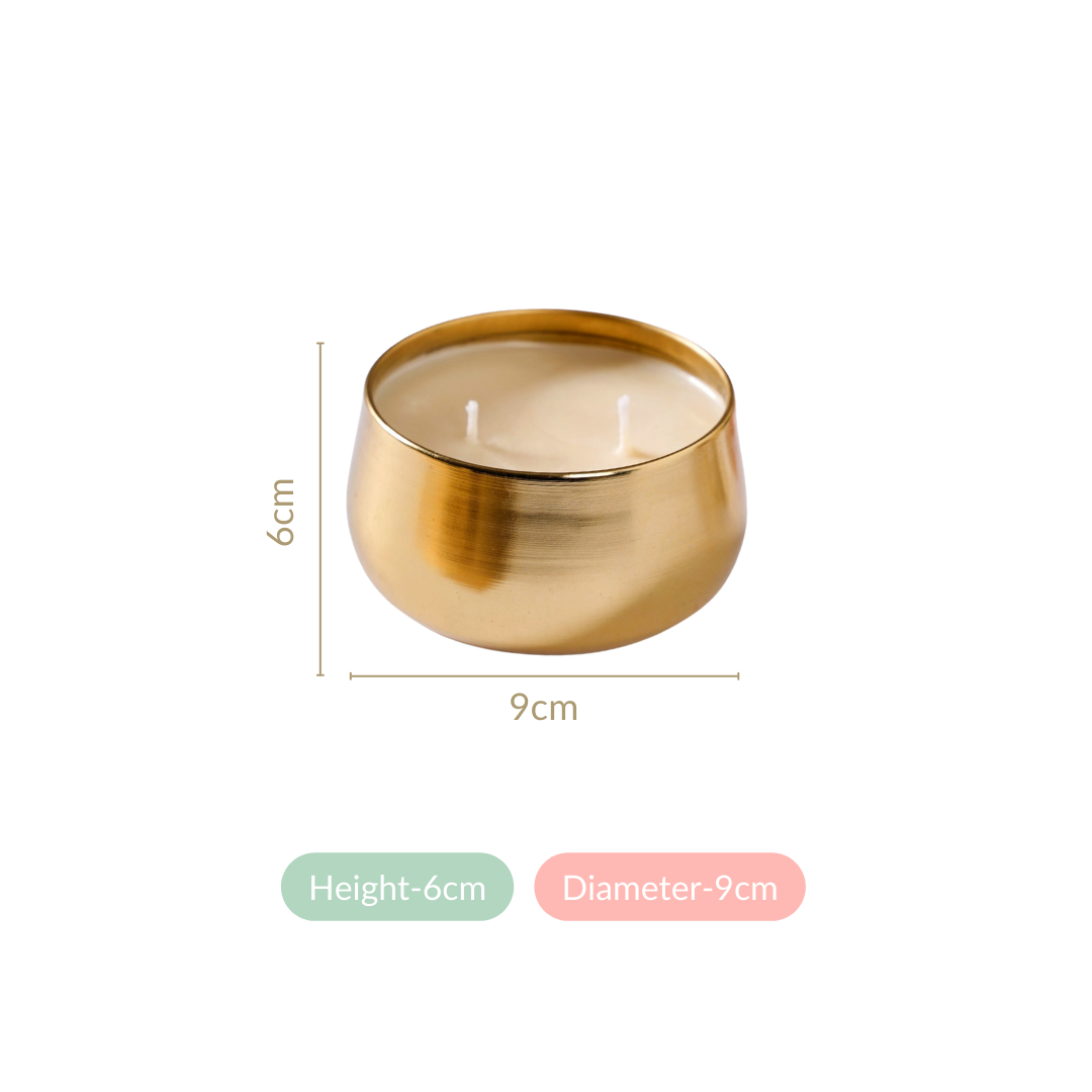 Floral Gold Double Wick Scented Candle Set Of 2