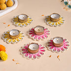 Blossom Tea Light Holder With Pearl Embellishment Set Of 6