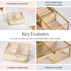 Fluted Lid Multi Section Glass Jewellery Box