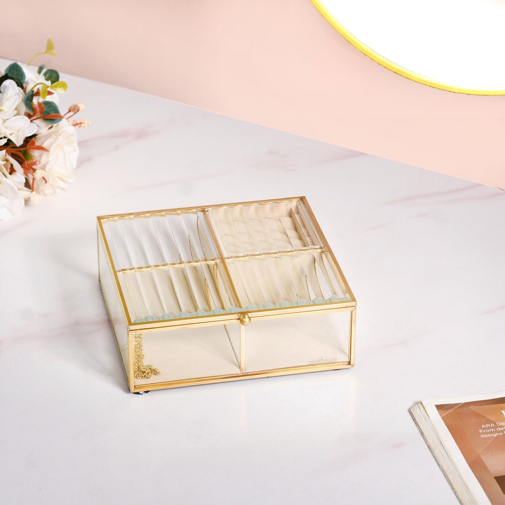Fluted Lid Multi Section Glass Jewellery Box