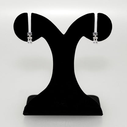 Foil Grid Silver Huggie Earrings