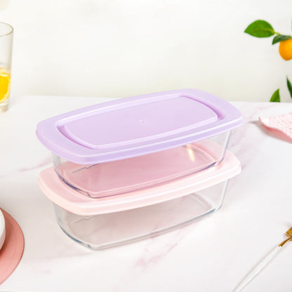Set Of 2 Borosilicate Long Baking Dishes With Lid 1600ml