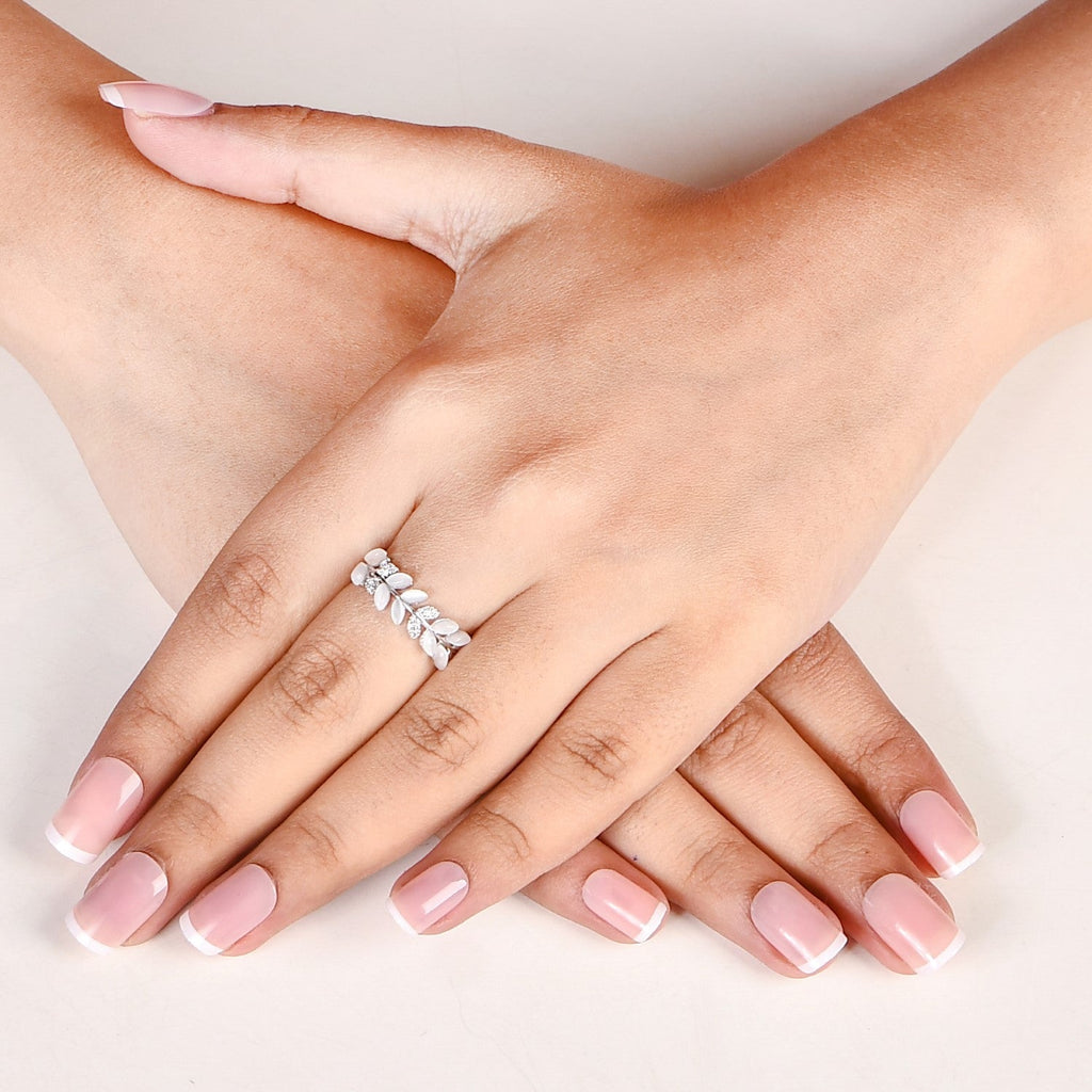 Frosted Ivy Ring Silver