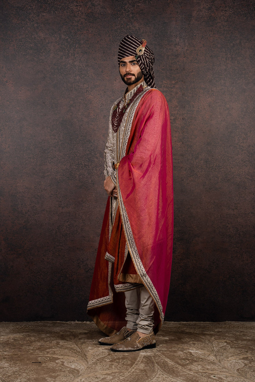 Fuschia - Maroon  Ombre Stole | MURAQQA