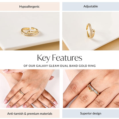 Galaxy Gleam Dual Band Gold Ring