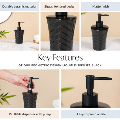 Geometric Design Liquid Dispenser Black 300ml