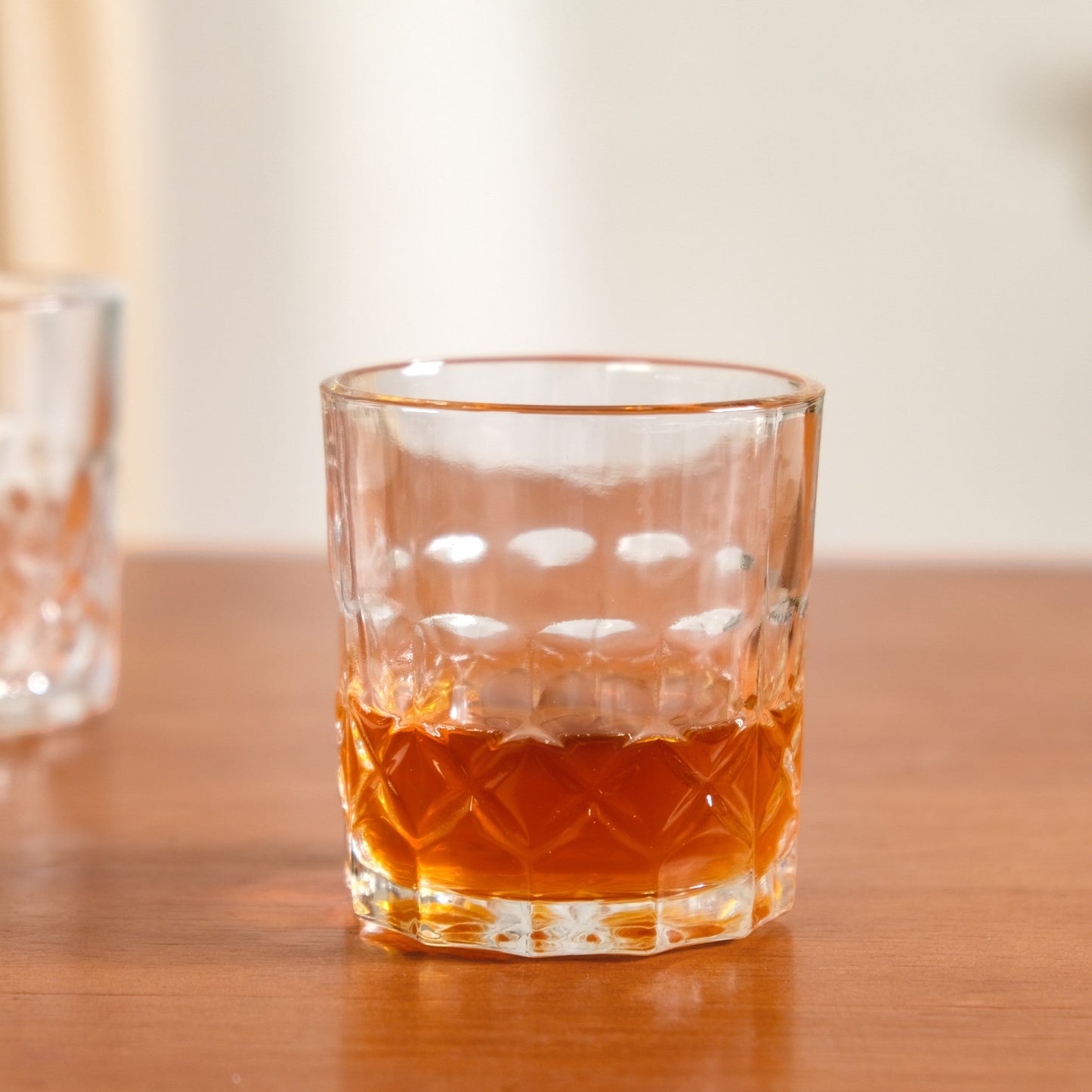 Geometric Embossed Whiskey Glass Set Of 6 230ml