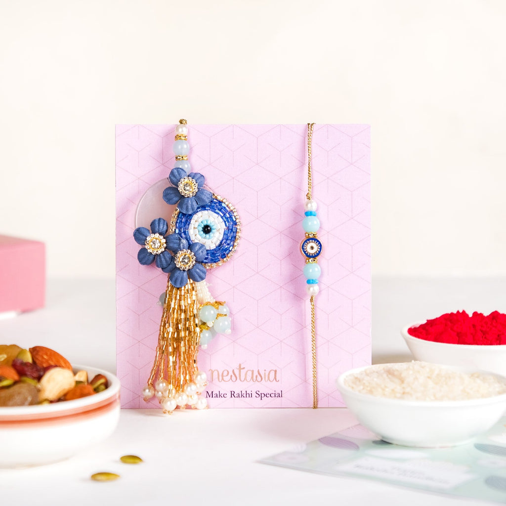 Beads Evil Eye Rakhi Lumba Hamper Set Of 4 With Gift Box