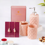 Peach Bath Set Rakhi Gift Hamper