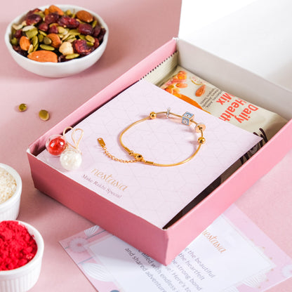 Evil Eye Gold Bracelet Rakhi Hamper Set Of 3 With Gift Box