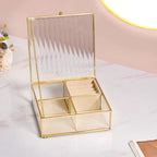 Fluted Lid Multi Section Glass Jewellery Box