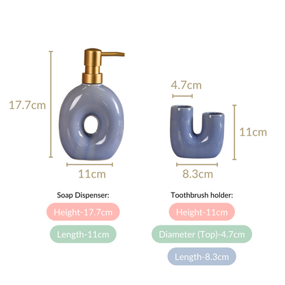 Modern Ceramic Bath Set of 2 Blue