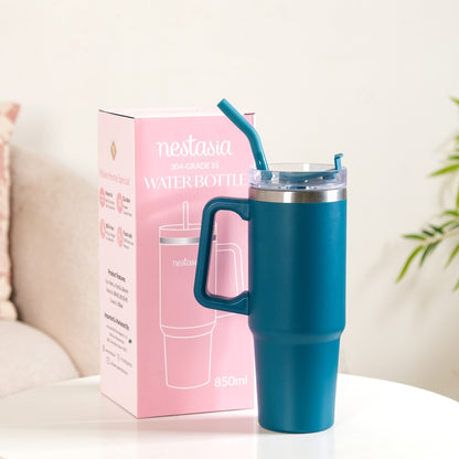 Glacio Double Wall Hot And Cold Sipper Bottle For Travel Teal Tide 850ml