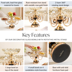 Decorative Glass Bowls Set of 5 With Rotating Metal Stand