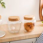 Glass Storage Jars Set of 2 With Wooden Lid 2200ml