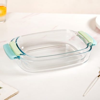 Glass Baking Dish with Heat Protectant Silicone Grips Set of 2