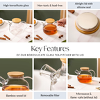 Borosilicate Glass Tea Pitcher With Lid 1100ml