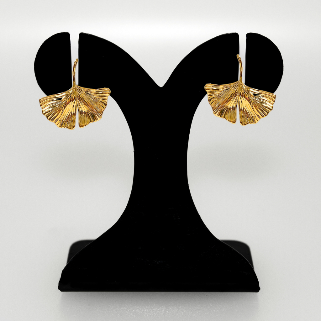 Gold Ginkgo Leaf Earrings