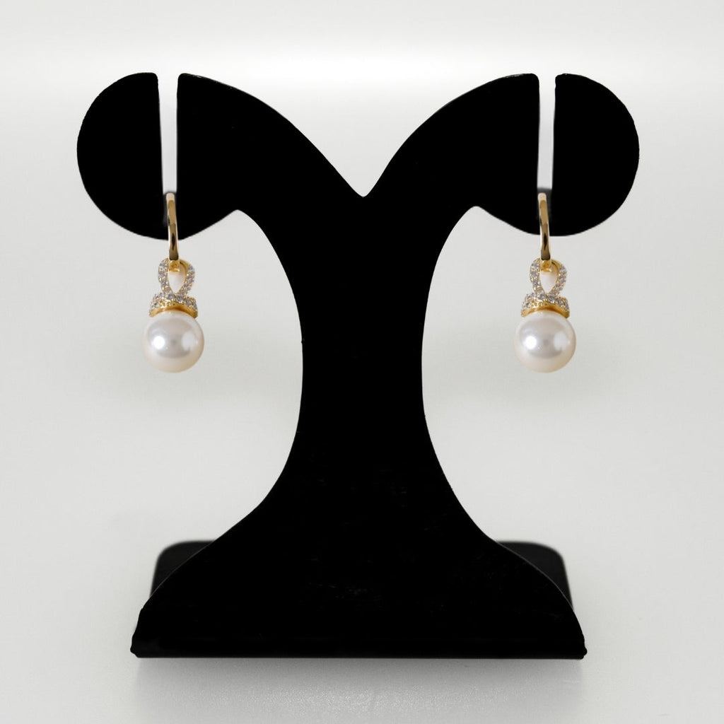 Gold Halo Pearl Drop Earrings
