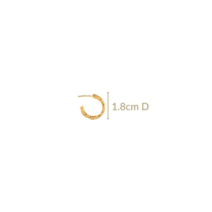 Foil Grid Gold Huggie Earrings