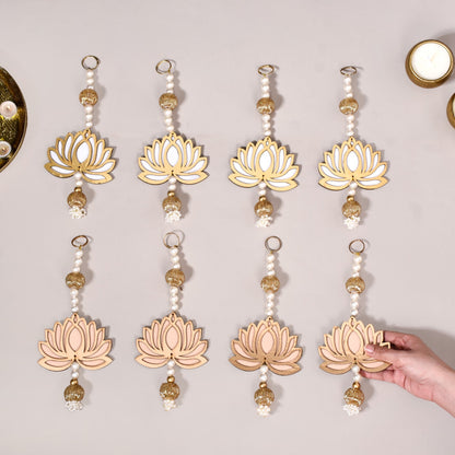 Lotus Wooden Wall Hangings Set Of 8