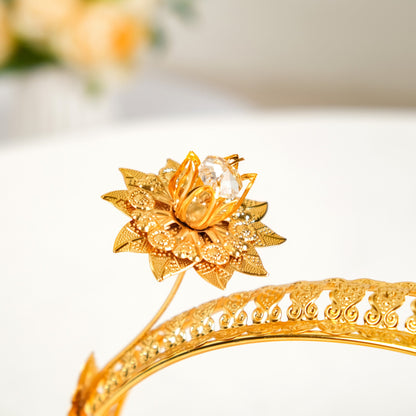 Gold Decorative Tray With Floral Metal Frame