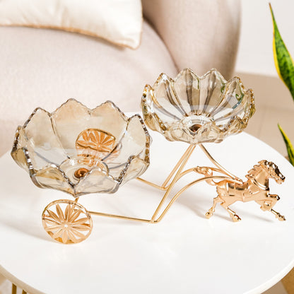 Gold Chariot Glass Decorative Bowls