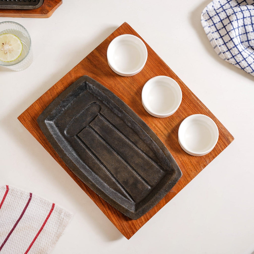 Gourmet Sizzler Plate And Ceramic Bowl Set