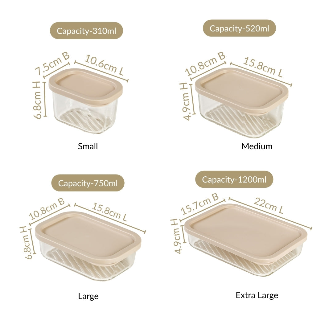 Groovo Stackable Glass Food Storage Container Set Of 6