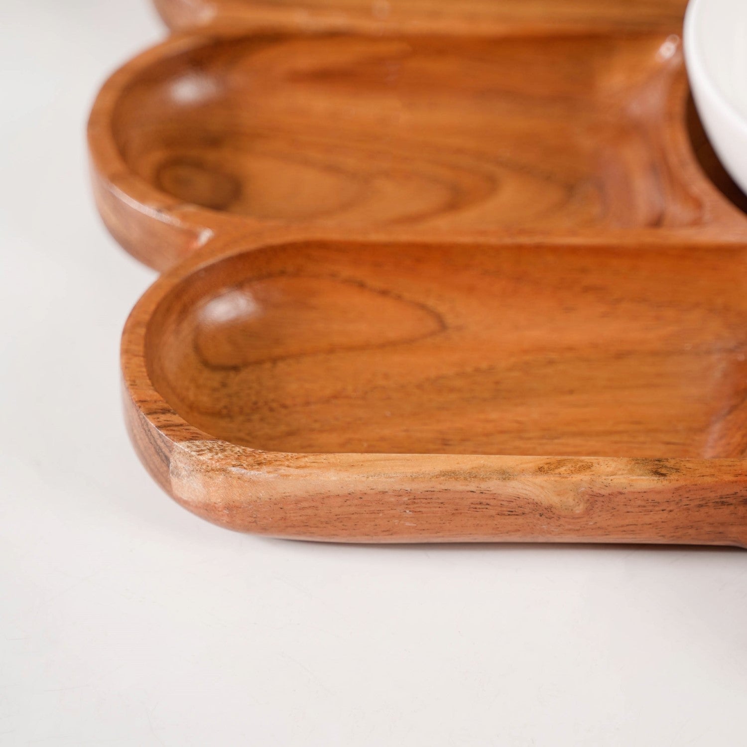 Hamsa Hand Wooden Platter With Dip Bowl