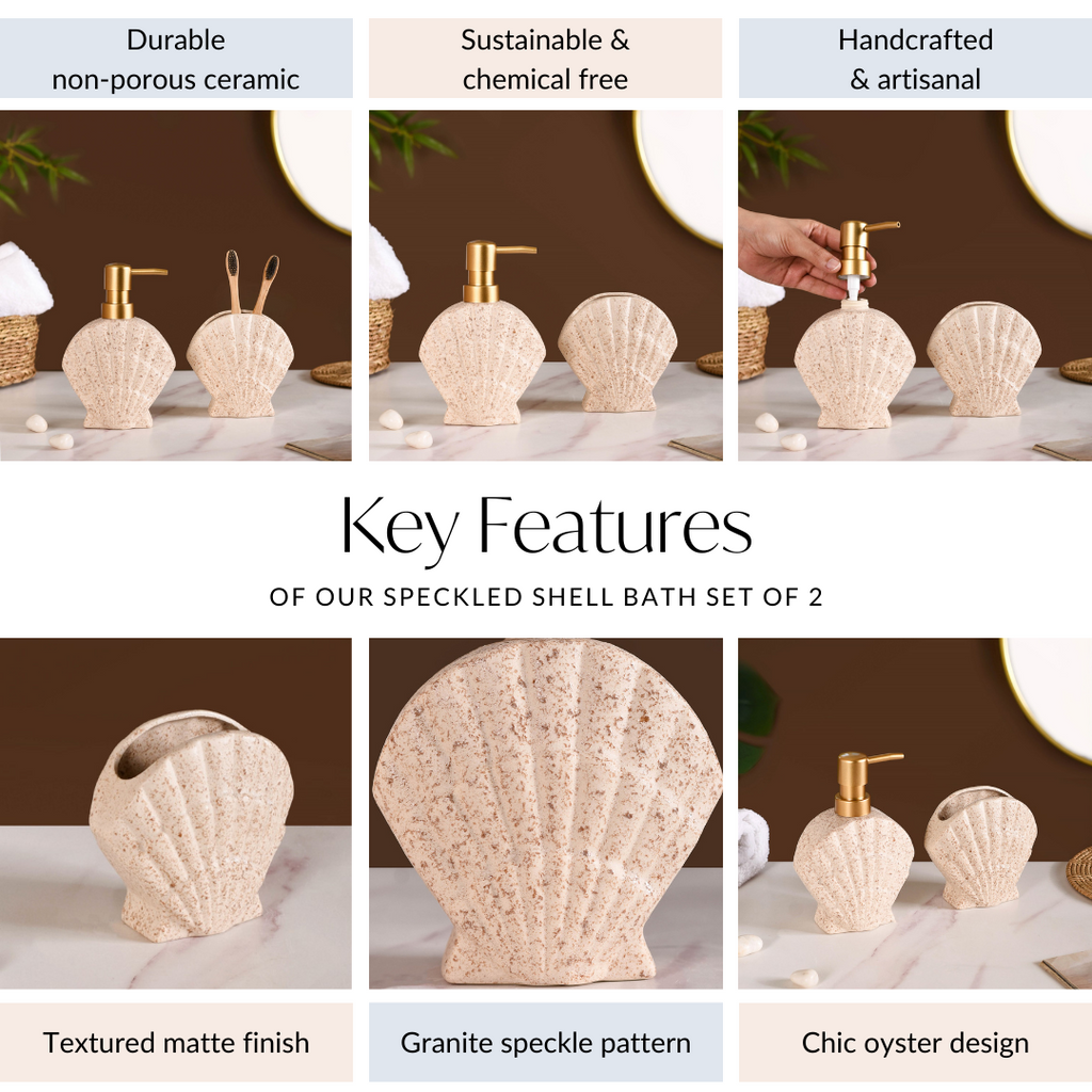 Beach Shell Ceramic Bath Set of 2 Cream Beige